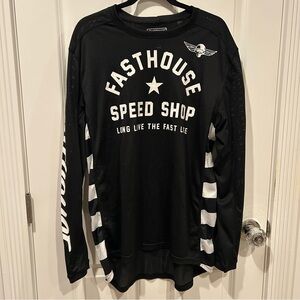 Fasthouse Speed Shop Long Sleeve Jersey Black White Mesh XL